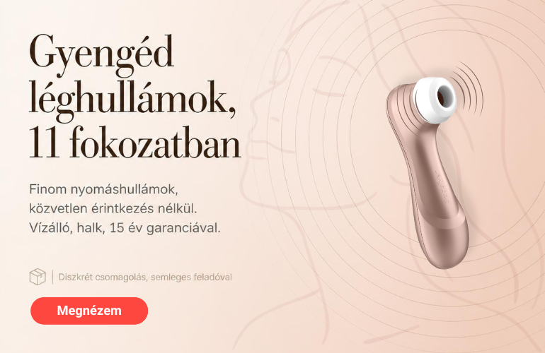 Desktop banner: Gyengéd léghullámok, 11 fokozatban — Satisfyer Pro 2, Megnézem gombbal